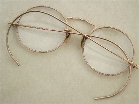small round gold wire glasses vintage eyeglasses w gold filled frames