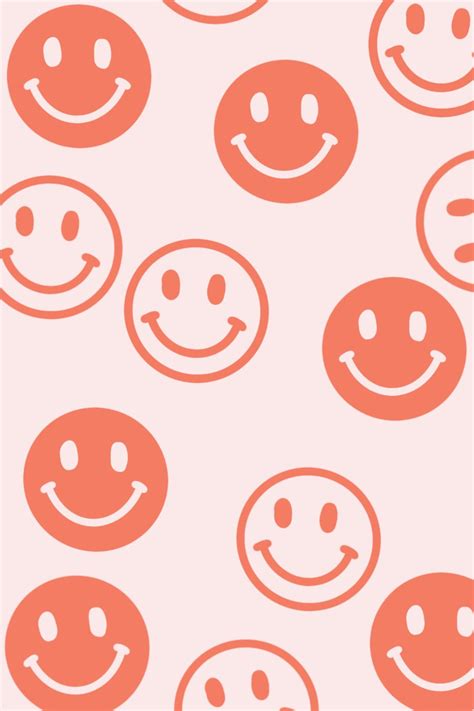 orange smiley faces preppy wallpaper pink wallpaper