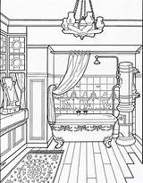 Coloring Bathroom Victorian Pages House Adult Clean Colouring Modern Kids Sheet Drawing Houses Book Printable Sheets Room Interior Color Homes sketch template