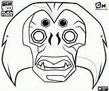 Ben10 Mask Coloring Spidermonkey Printable sketch template