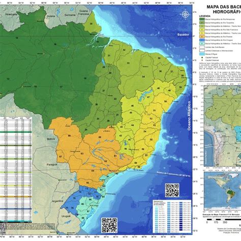 mapa altimétrico do brasil e as bacias e sub bacias do