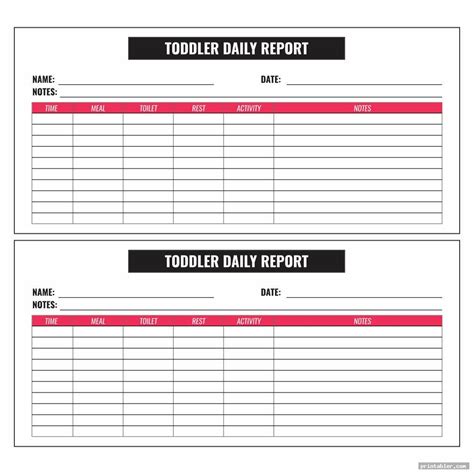 printable daily sheets  toddlers gridgitcom