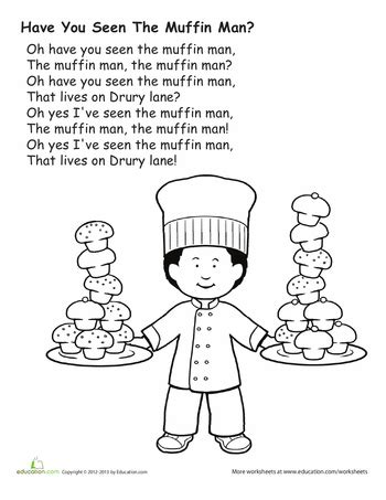 muffin man worksheet educationcom nursery rhymes preschool