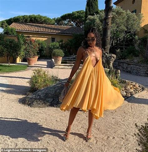 little mix s leigh anne pinnock goes braless in plunging sundress