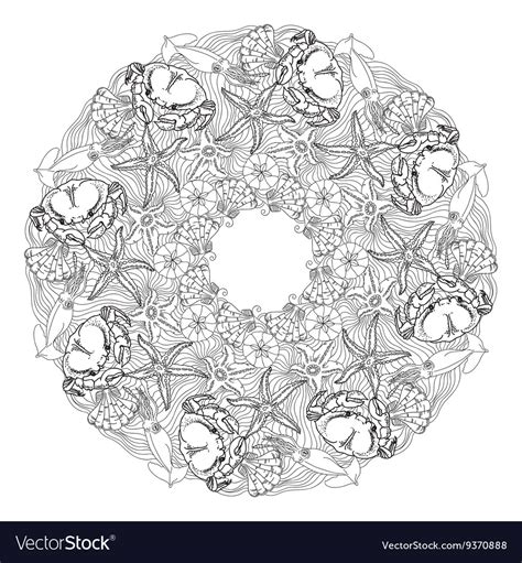 hand drawn ornamental mandala sea themed vector image