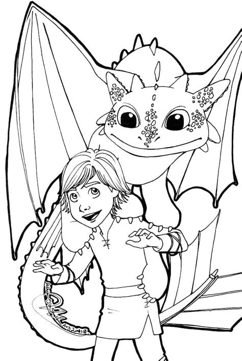hiccup  toothless   train  dragon coloring page