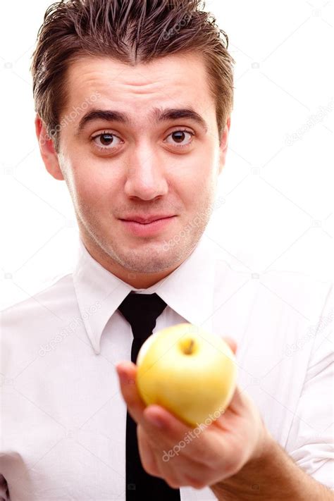 young man  apple stock photo  fotomoda
