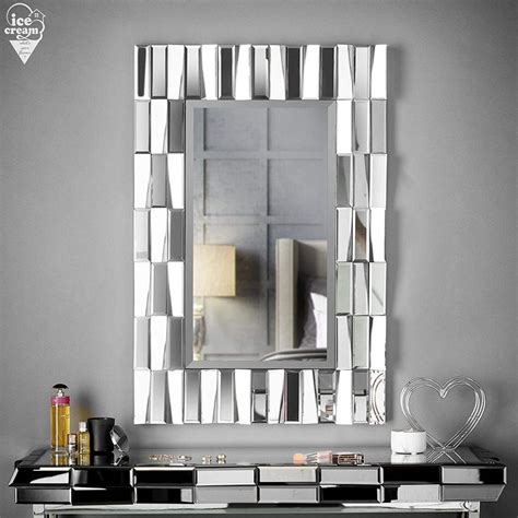 luxury large rectangular wall mirror   effect bevelled decorative frame glass design