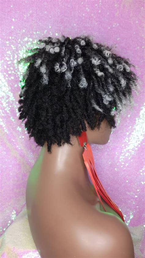 Wig Gray Hair Dreadlocks Afrocentric Short Afro Kinky Coily Etsy