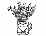 Flowers Pot Wild Heart Coloring Coloringcrew sketch template
