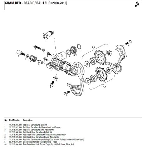 sram red rear derailleur spare parts diagram