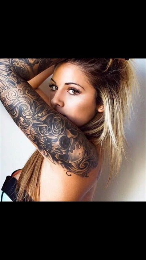 skull sleeve tattoos beauty tattoos girl tattoos