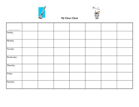 printable blank chore chart templates printable chart printable