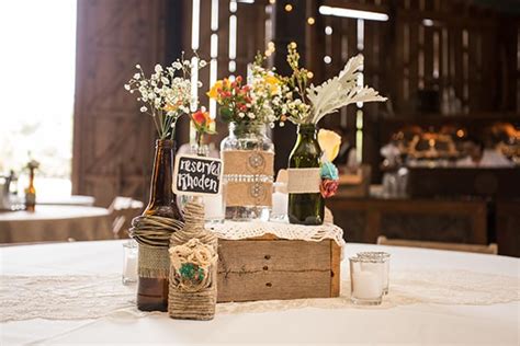 centerpieces rustic themed wedding popsugar love and sex