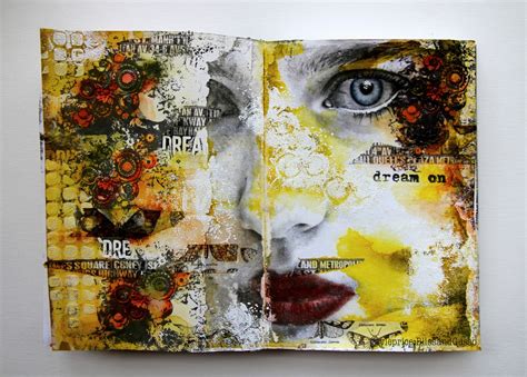 bliss  gesso dream onart journal page  mixed media place