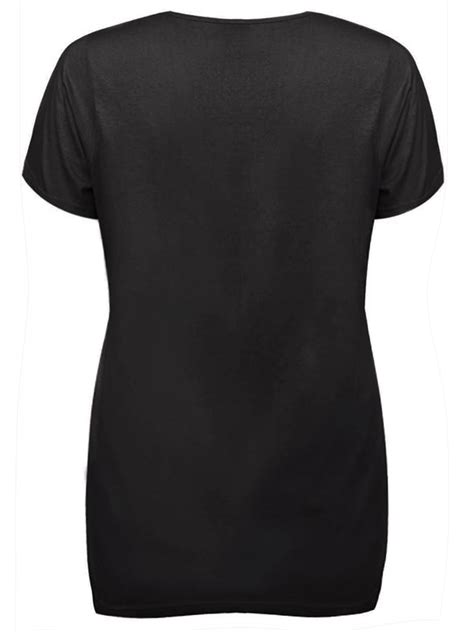 Curve Yours Black Short Sleeve Scoop Neck T Shirt Plus Size 16 To