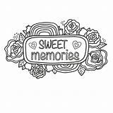 Memories Sweet Sticker Printable Coloring Floral sketch template
