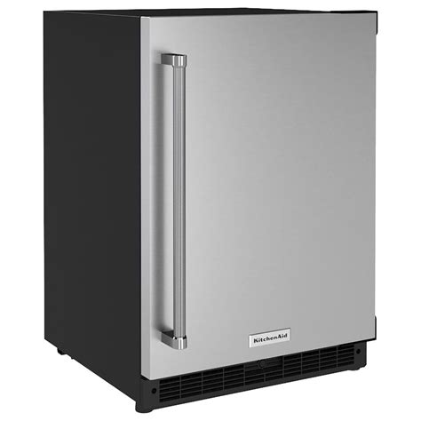 kitchenaid  undercounter refrigerator  stainless steel door  black  stainless steel