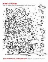 Hidden Christmas Printable Worksheets Games Santa Puzzles Kids Object Activity Objects Coloring Pages Adults Bag Toy Printables Highlights Sheets Kindergarten sketch template