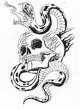 Skull Snake Tattoo Fire Calamity Addict Patterned Tattooimages Biz sketch template