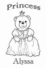 Alyssa Princess Coloring Name Pages Color If Printable Especially Called Bear Lady Also Little Made sketch template