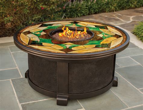 50 Nuriel Outdoor Gas Fire Pit With Stained Glass Top