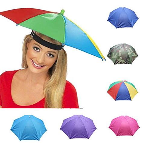 nacome outdoor umbrella hat novelty foldable sun day rainy day hands