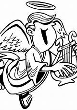 Angel Harp Playing Coloring Clipartbest Clipart sketch template