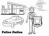 Police Coloring Station Kids Pages Policeman Outside Illustrations Amazing sketch template