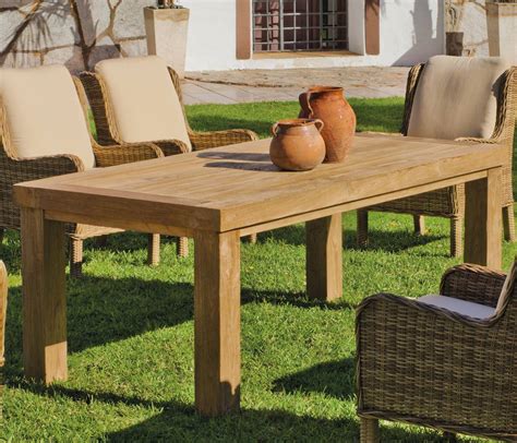 mesa madera teka cobo 200 de hevea terraza jardín madera online