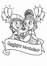 Birthday Coloring Pages Couple sketch template