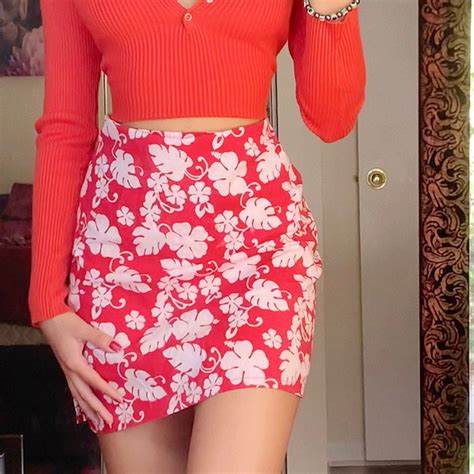 rapcopter floral split skirts high waisted mini skirts y2k aesthetic