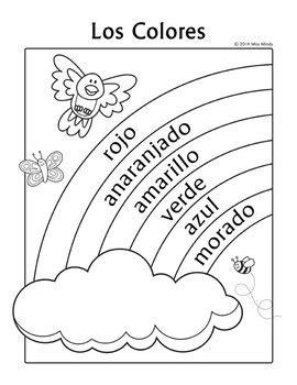 los colores spanish colors rainbow coloring page   mindy tpt