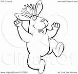 Jackalope Clipart Excited Jumping Cartoon Coloring Outlined Vector Cory Thoman Royalty sketch template