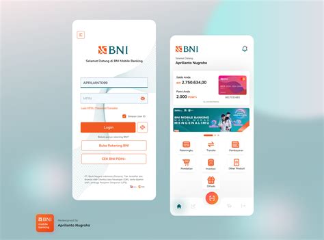 bni mobile banking app  design  afrills  dribbble
