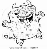 Ugly Cartoon Devil Jumping Outlined Clipart Cory Thoman Coloring Vector 2021 sketch template