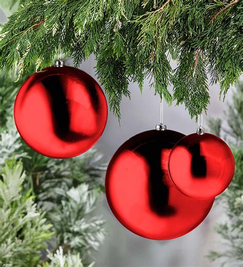 oversized shatterproof christmas ball ornaments set   red