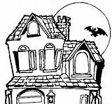 Coloring House Mysterious Colorear Halloween sketch template