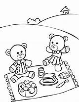 Picnic Teddy Bear Coloring Pages Kids Colouring Bears Sheets Kiboomu sketch template