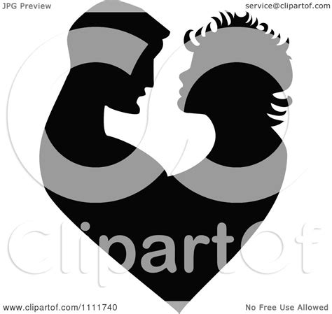 clipart silhouetted embracing couple forming a heart in black and white