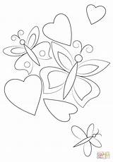 Coloring Hearts Butterflies Pages Heart Butterfly Supercoloring Hjärtan Printable Para Gratis Att Ut Målarbilder Skriva Bilder Flower Valentine Alla Dag sketch template