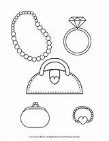 Coloring Bracelet Purse Pages Ring Printable Diamond Pearl Necklace Heart Girls Kids Coin Stylish Jewelry Color Bracelets Necklaces Enjoy Big sketch template
