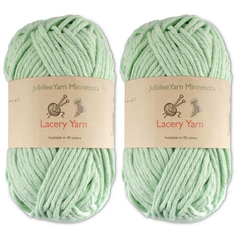 bulky weight lacery yarn   skeins  cotton green mint