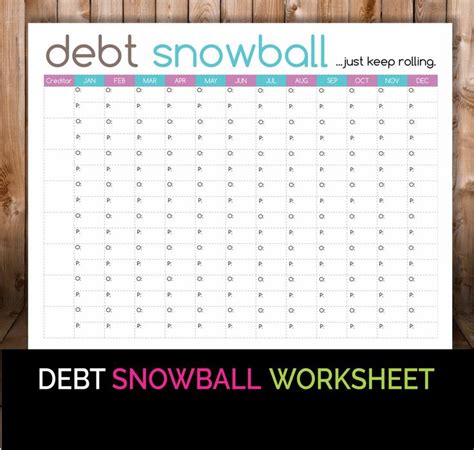debt snowball worksheet budget printable etsy budgeting finances