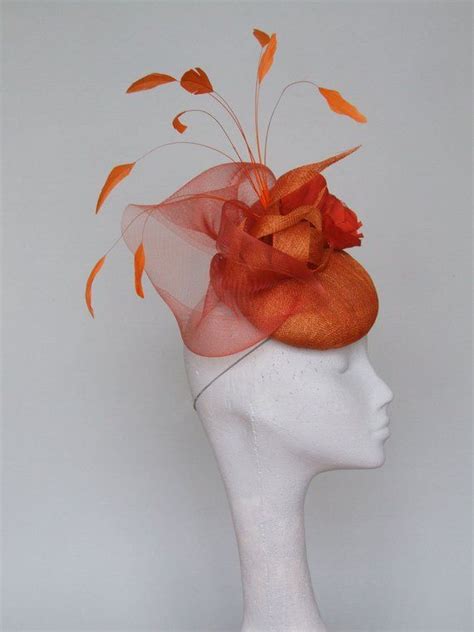 Burnt Orange Fascinator Headpiece Ascot Hat Mother Of The Etsy