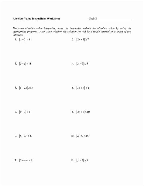 comparing absolute  worksheets   qstionco