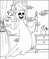 Coloring Candle Ghost sketch template