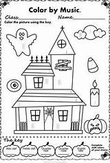 Music Halloween Activities Pack Color sketch template