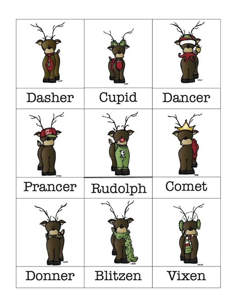 reindeer clip art with reindeer names vocabulary cards with santa s