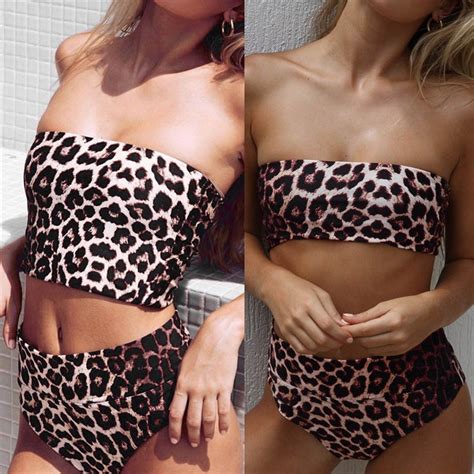 klv sexy women leopard printed bikini push up pad swimwear swimsuit